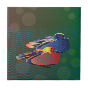 Carreau Un couple d'oiseaux de type canard