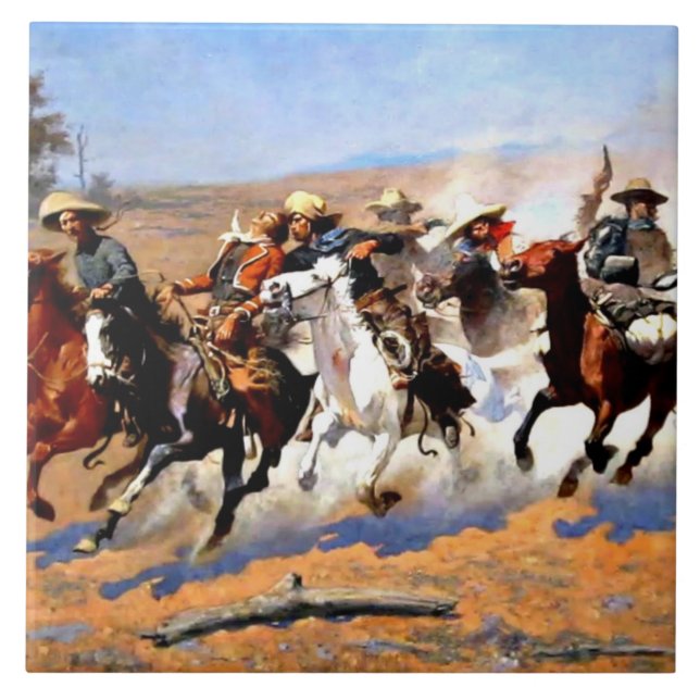 Carreau Un Dash pour le Timber, peinture de Remington, (Devant)
