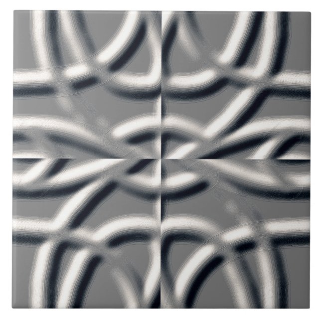 Carreau Un design classique d'art gris argenté unique (Devant)