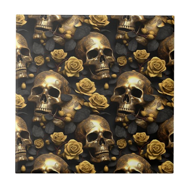 Carreau Un design de la série Un Crâne et des Roses 8 (Devant)