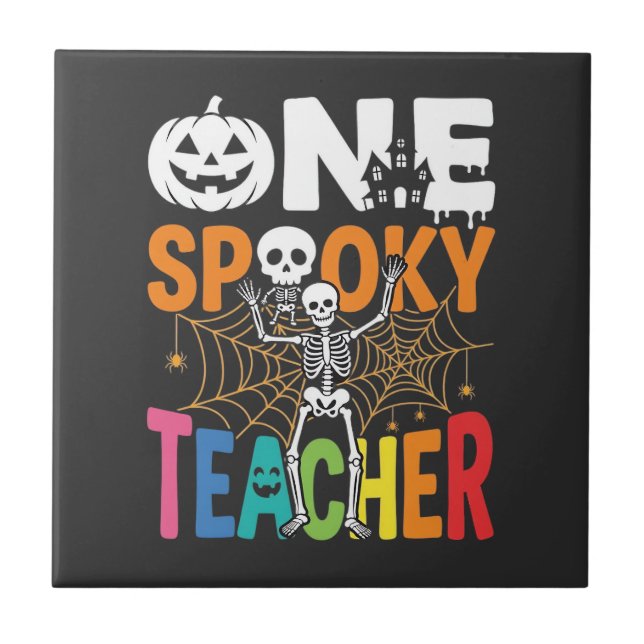 Carreau Un design Halloween d'enseignant effrayant_1 (Devant)