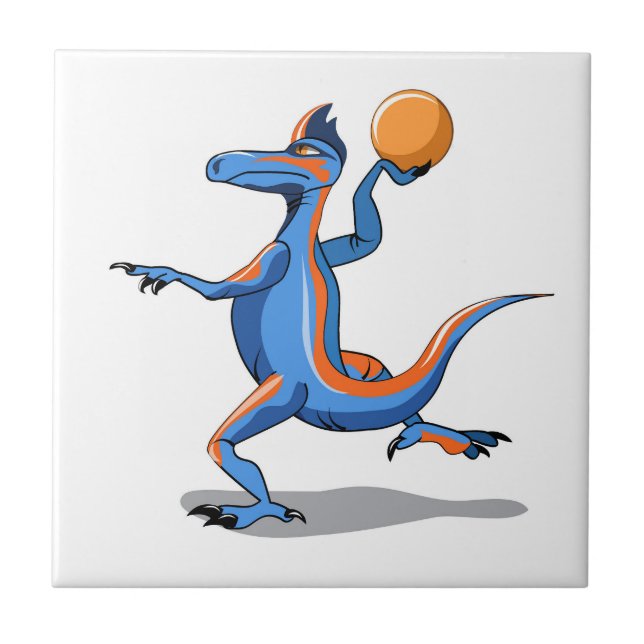 Carreau Un Dessin Iguanodon Jouant Au Basket-Ball. (Devant)