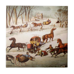 Carreau Un déversement sur la tuile de neige