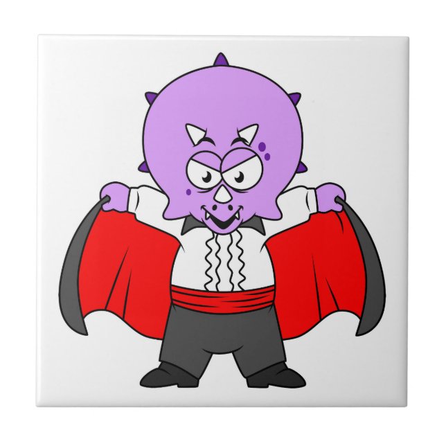 Carreau Un Dinosaure De Ceratops Habillé Comme Comte Dracu (Devant)