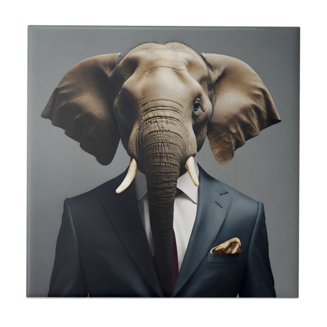 Carreau Un éléphant drôle en costume (Devant)