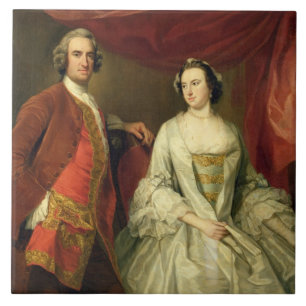 Carreau Un homme et une femme, probablement de la famille