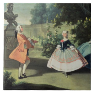 Carreau Un jardin d'agrément avec une jeune fille dansant