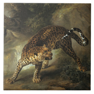 Carreau Un léopard sauvage féroce (par Jean-Baptiste Oudry