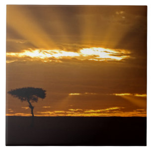 Carreau Un lever de soleil bouche ouverte dans le Maasai M