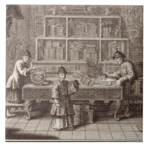 Carreau Un magasin chinois de calligraphie, d'un compte de