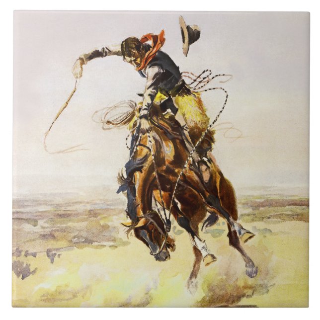 Carreau « Un mauvais cheval » par Charles M Russell (Devant)