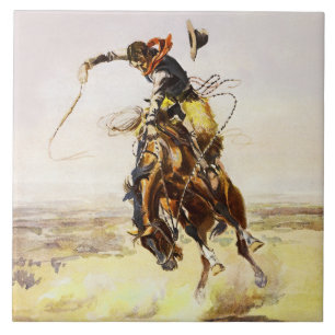 Carreau « Un mauvais cheval » par Charles M Russell
