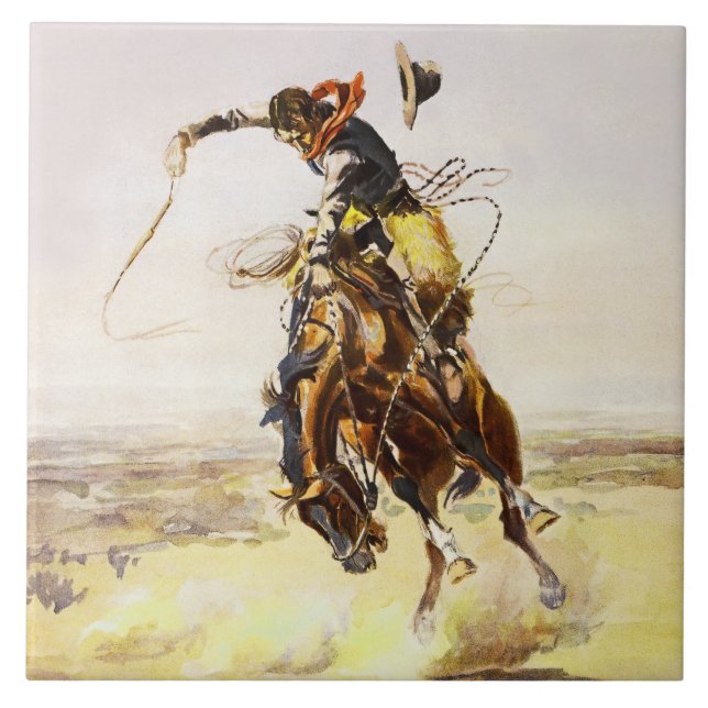 Carreau « Un mauvais cheval » par Charles M Russell (Devant)