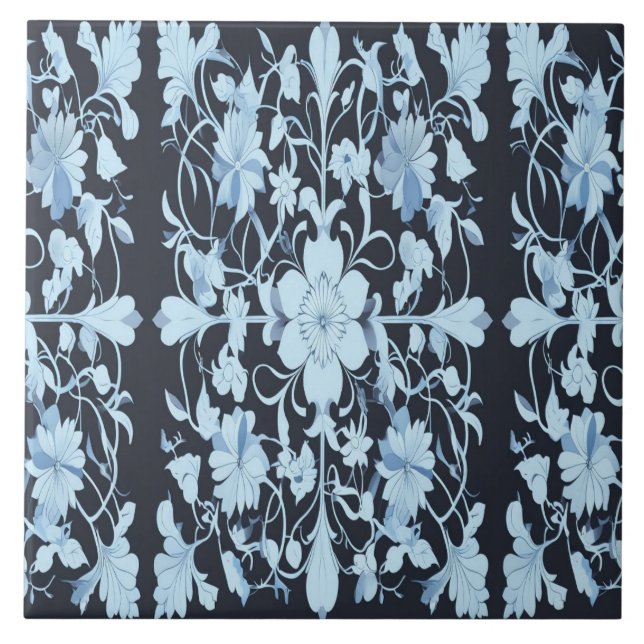 Carreau Un motif floral bleu transparent et moderne (Devant)