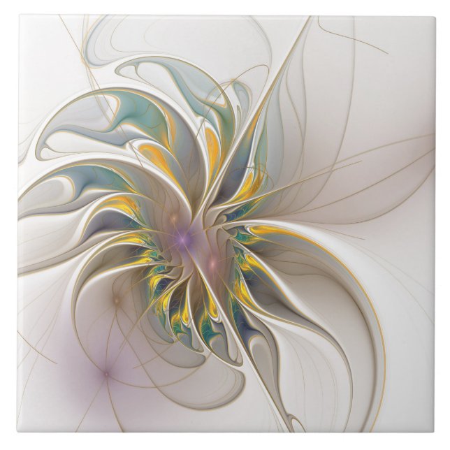 Carreau Un ornement fractal coloré. Art Abstrait (Devant)