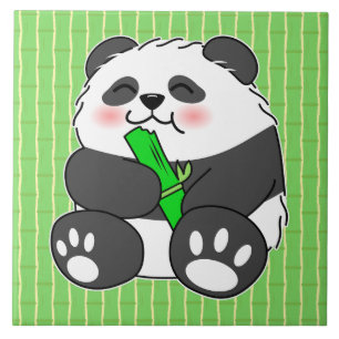 Carreau Un Panda Bébé Mignonne Mangeant Stalk Bambou