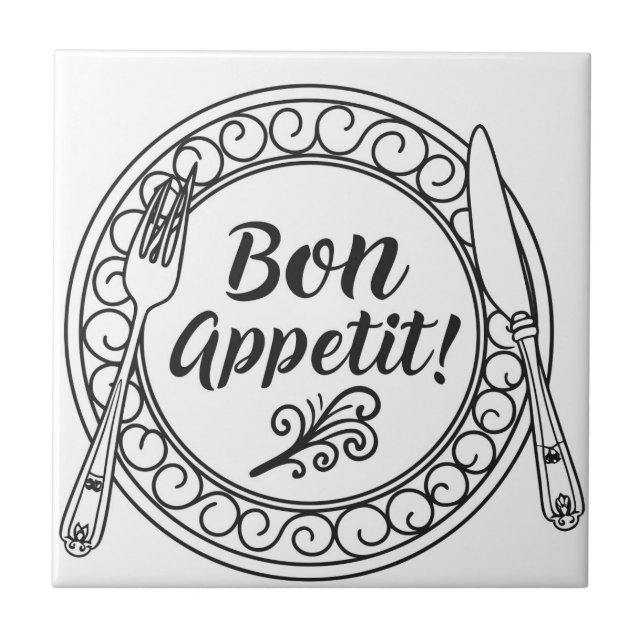 Carreau Un panneau décoratif bon appétit avec fourchette e (Devant)