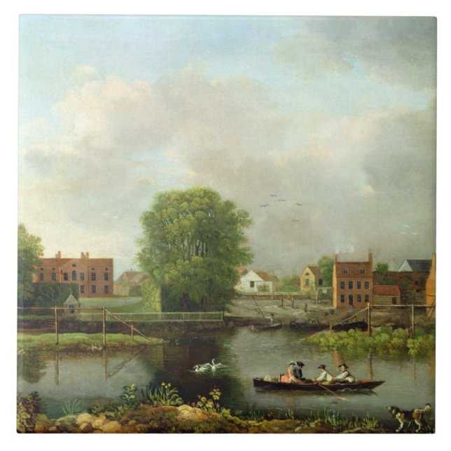 Carreau Un paysage de rivière, probablement une vue de l'E (Devant)