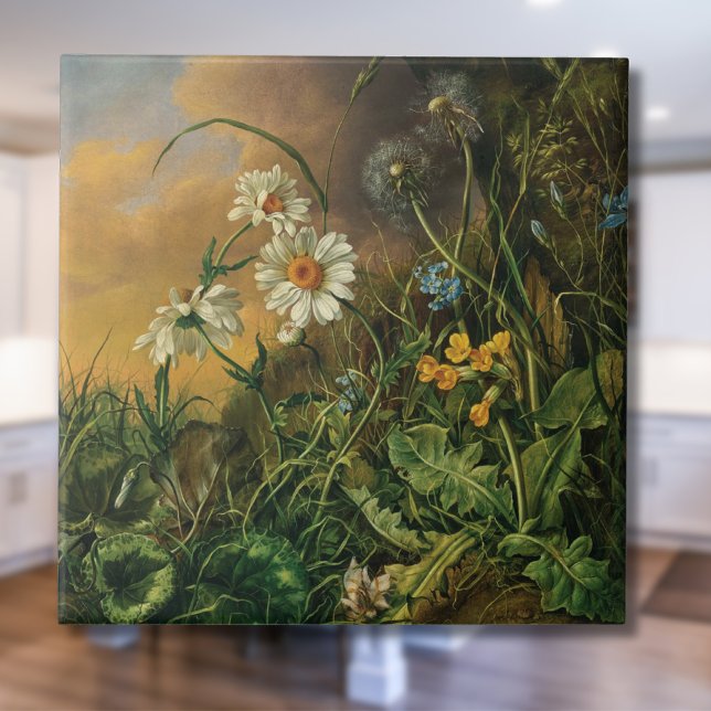 Carreau Un plancher forestier avec marguerites, primeurs,  (Créateur téléchargé)