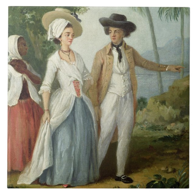 Carreau Un planteur et son épouse, servis par un employé, (Devant)