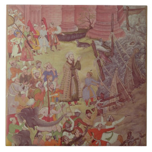 Carreau Un pont des bateaux cassés par Akbar (r.1556-1605)