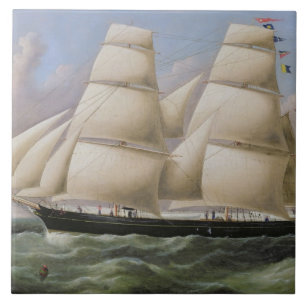 Carreau Un schooner mâté par deux outre de Douvres (huile