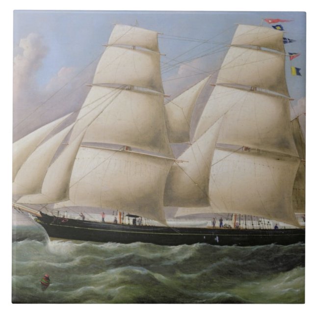 Carreau Un schooner mâté par deux outre de Douvres (huile (Devant)