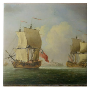 Carreau Un sloop anglais et une frégate dans une brise
