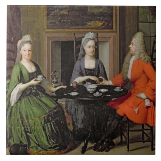 Carreau Un thé (huile sur la toile) (Devant)