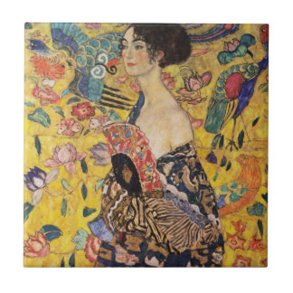 Carreau Une belle femme avec un ventilateur de Klimt