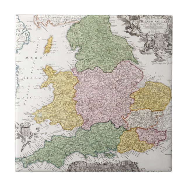 Carreau Une carte de l'Angleterre | 1760 (Devant)