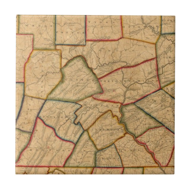 Carreau Une carte de l'état de la Pennsylvanie (Devant)