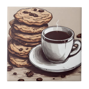 Carreau Une coupe de café et de cookies
