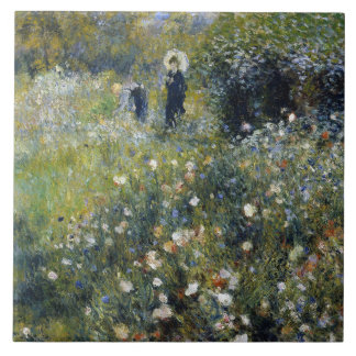 Carreau Une femme avec un parasol dans un jardin par Augus