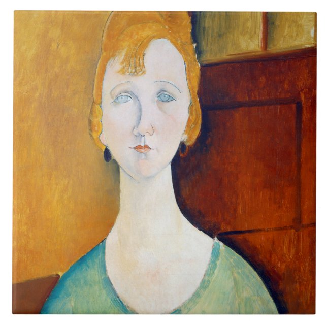 Carreau Une fille dans une blouse verte, Modigliani (Devant)