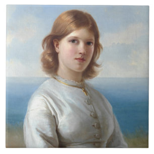 Carreau Une fille en robe de soie blanche pour la sainte c