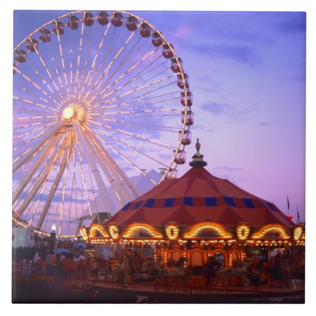 Carreau Une grande roue et un carrousel au Navy Pier de (Devant)