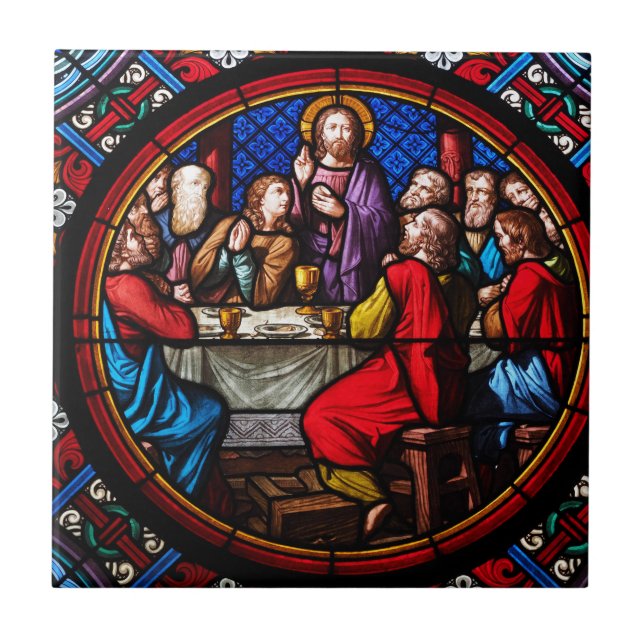 Carreau Une image en verre souillé du dernier dîner (Devant)