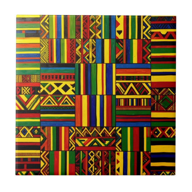 Carreau Une interprétation stylisée de l'impression "Kente (Devant)