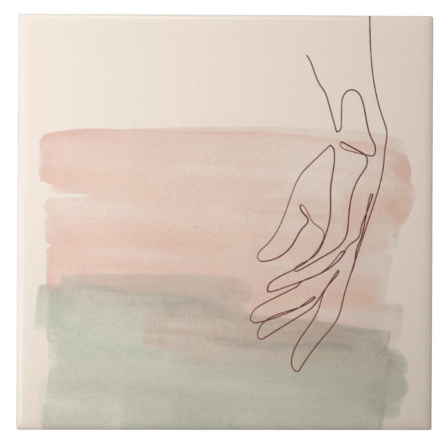 Carreau Une ligne de dessin graphique main dans le pastel  (Devant)