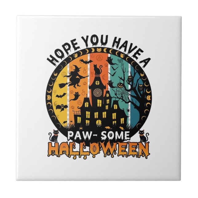 Carreau Une Maison Hantée d'Halloween de Sorcière de Chats (Devant)