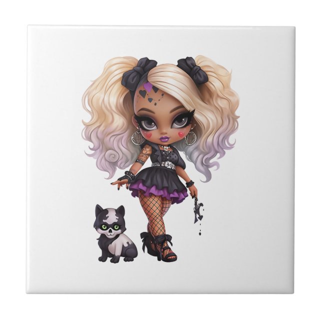 Carreau Une mignonne fille Halloween Collection de design  (Devant)