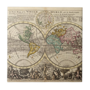 Carreau Une nouvelle carte du monde entier avec les vents