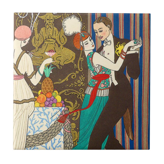 Carreau Une nuit dans la tuile décadente d'art déco de (Devant)