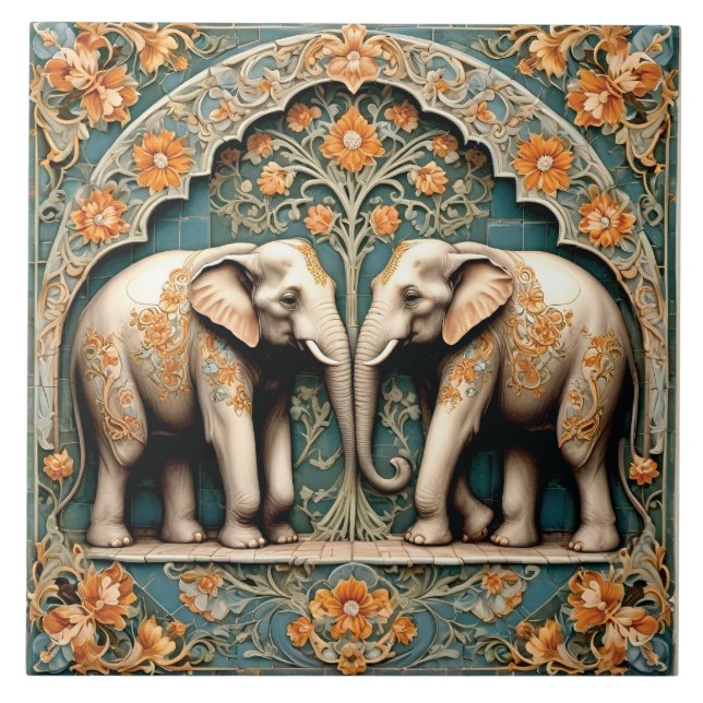 Carreau Une paire de pachydermes (Devant)