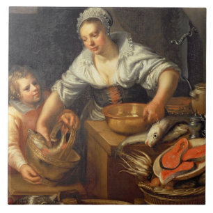 Carreau Une scène de cuisine