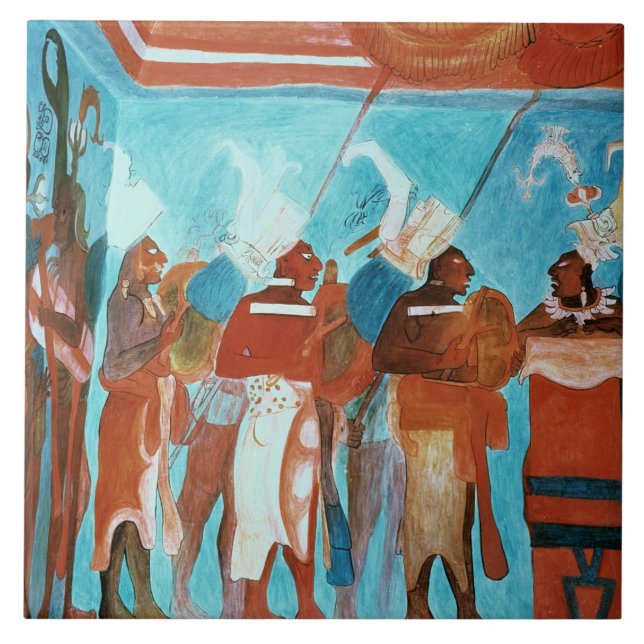 Carreau Une scène de la vie, dépeignant des musiciens (Devant)