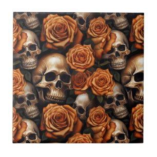 Carreau Une série de crânes et de roses Design 9