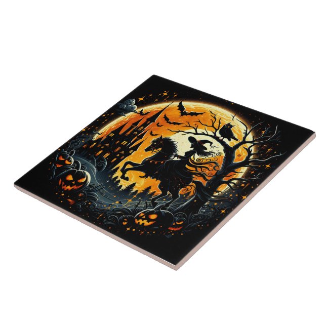 Carreau Une sorcière se promène sous une éffrayante lune d (Côté)