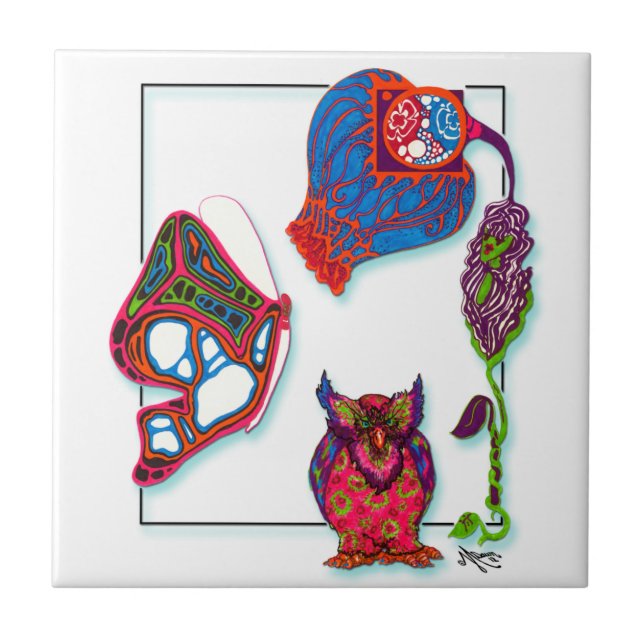 Carreau Une tuile au néon de griffonnage (Devant)